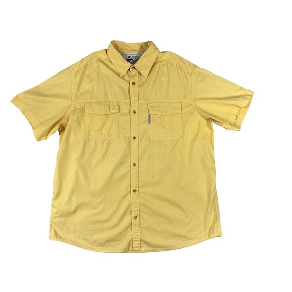 Columbia Vented Button Up Short Sleeve Shirt Sz XL Yellow‎ - Picture 1 of 7